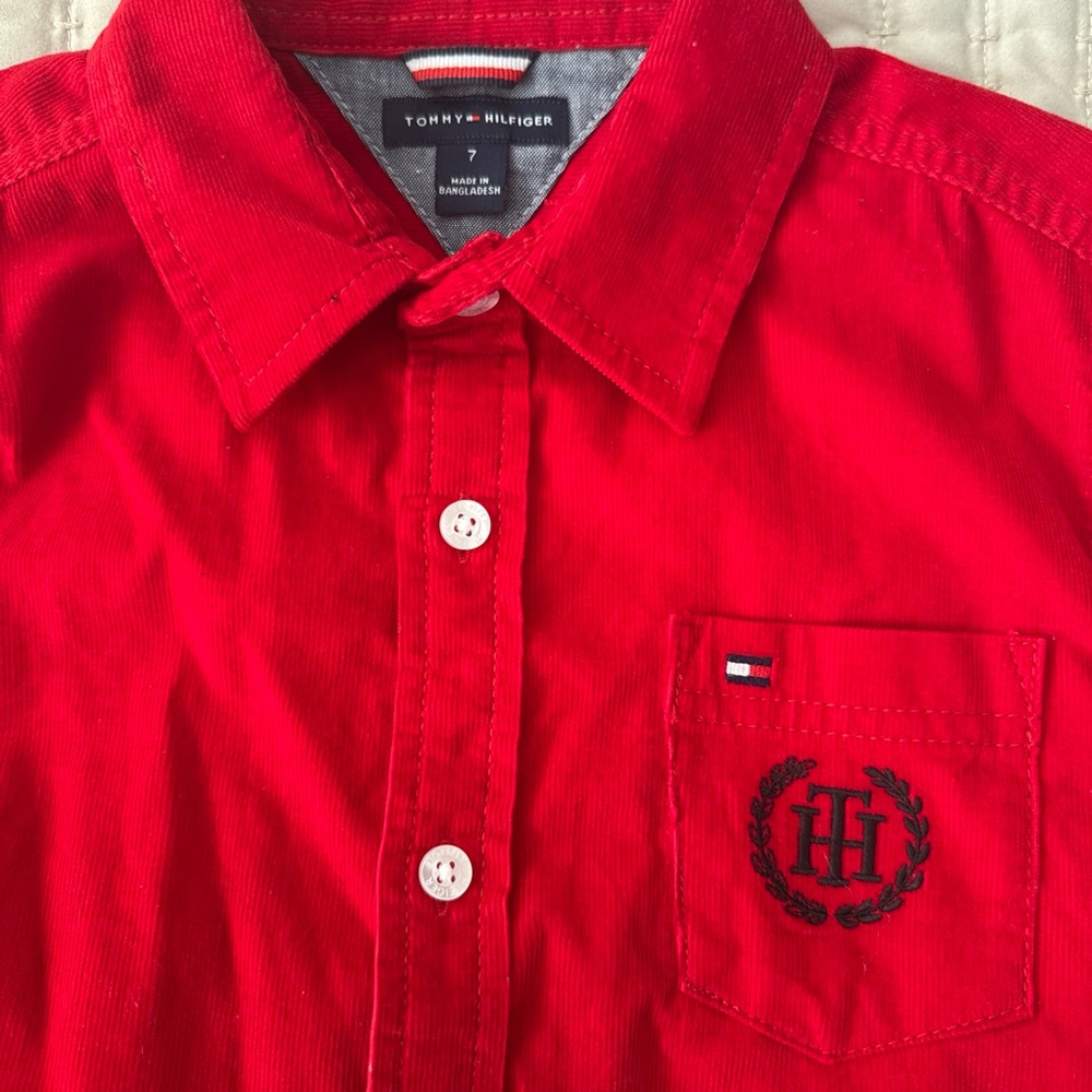 Tommy Hilfiger Vibrant Red Kids Button Down Shirt‎